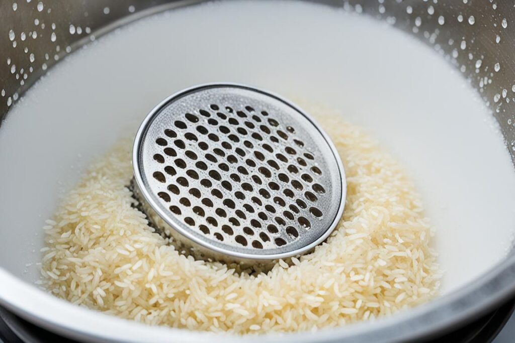 straining rice starch